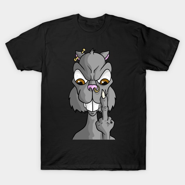 Squirrel middle finger T-Shirt by JeremyBrownArt 